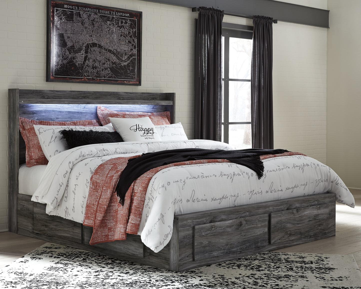 Baystorm Panel Bed With 4 Storage Drawers