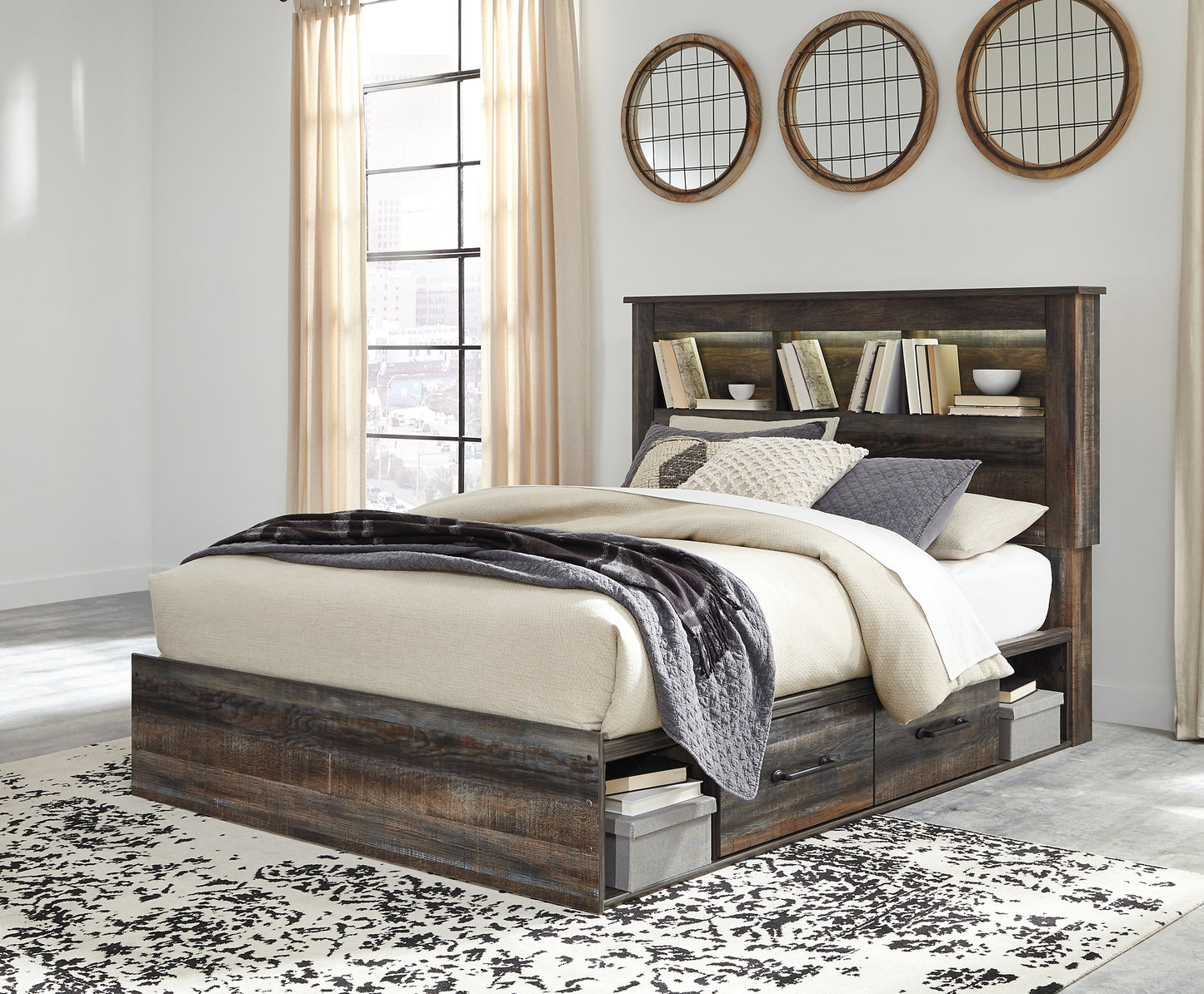 Drystan Bookcase Bed With 2 Storage Drawers