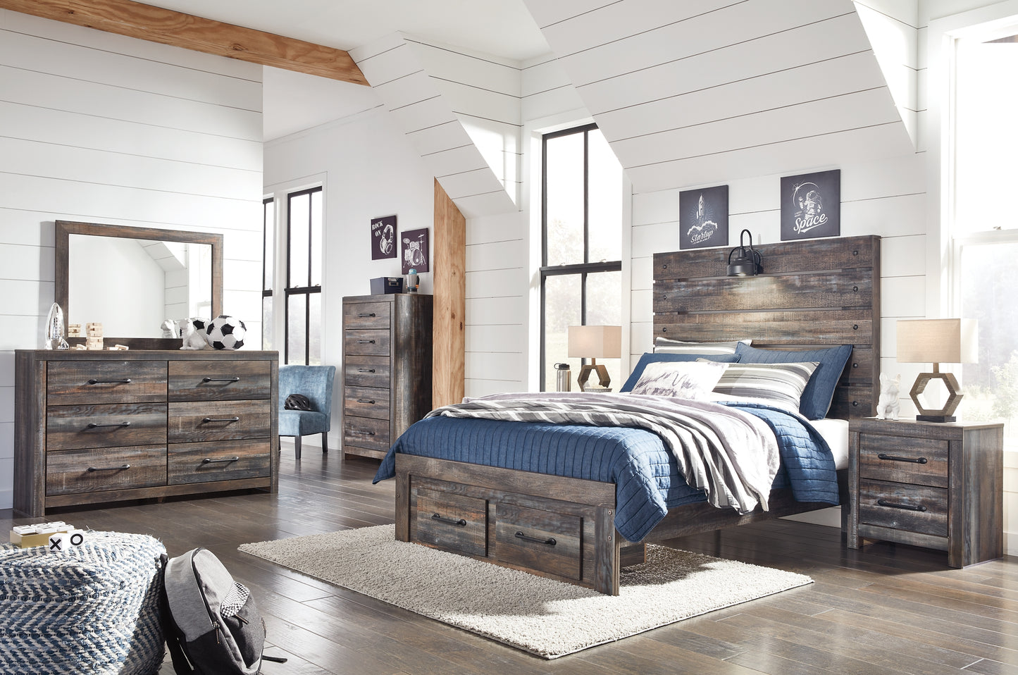 Drystan Panel Bed With 2 Storage Drawers