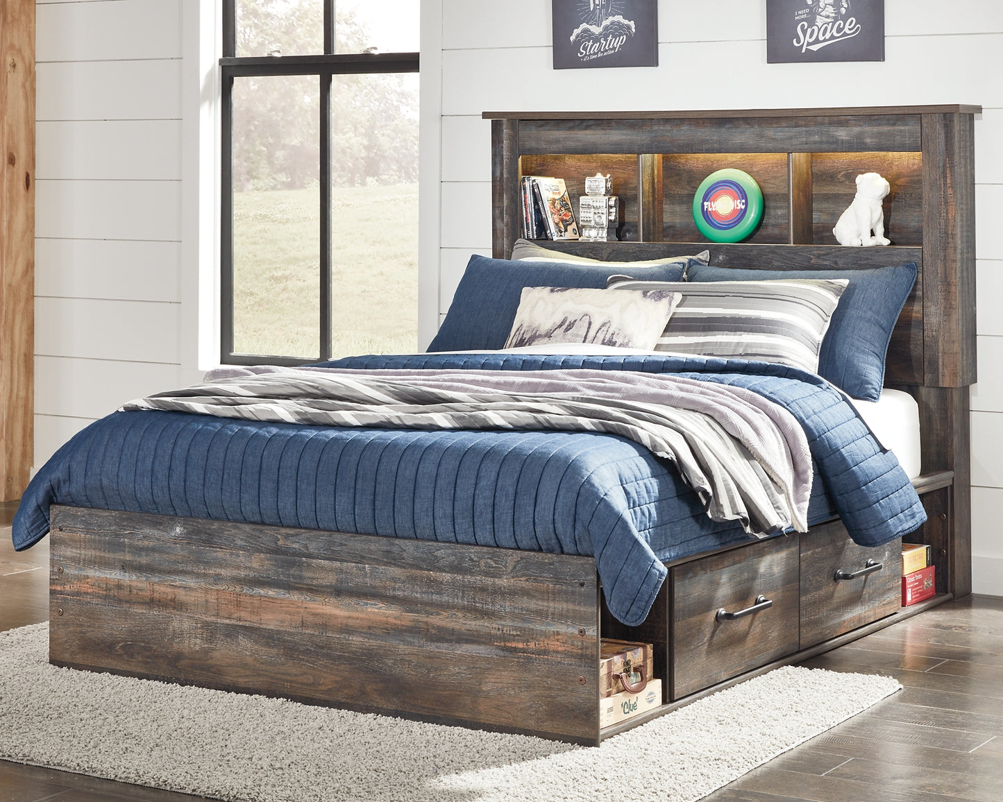 Drystan Bookcase Bed With 2 Storage Drawers
