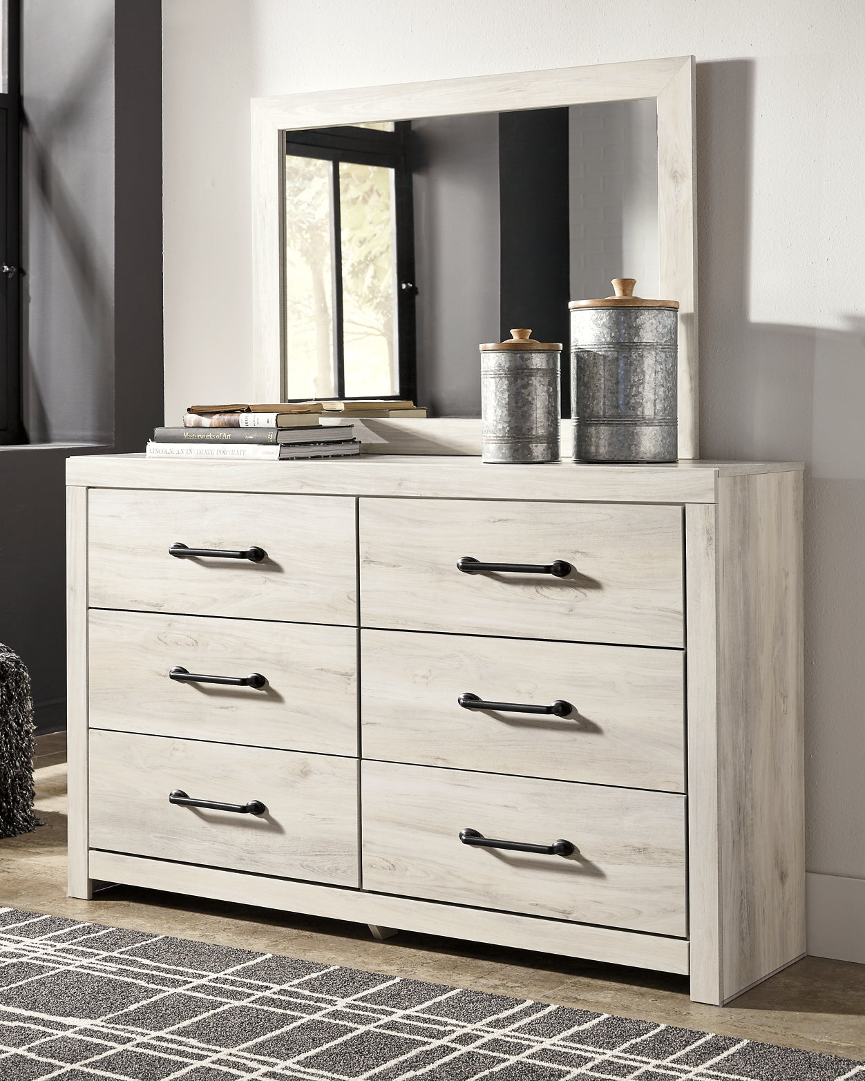 Cambeck Panel Bed With Mirrored Dresser And Chest