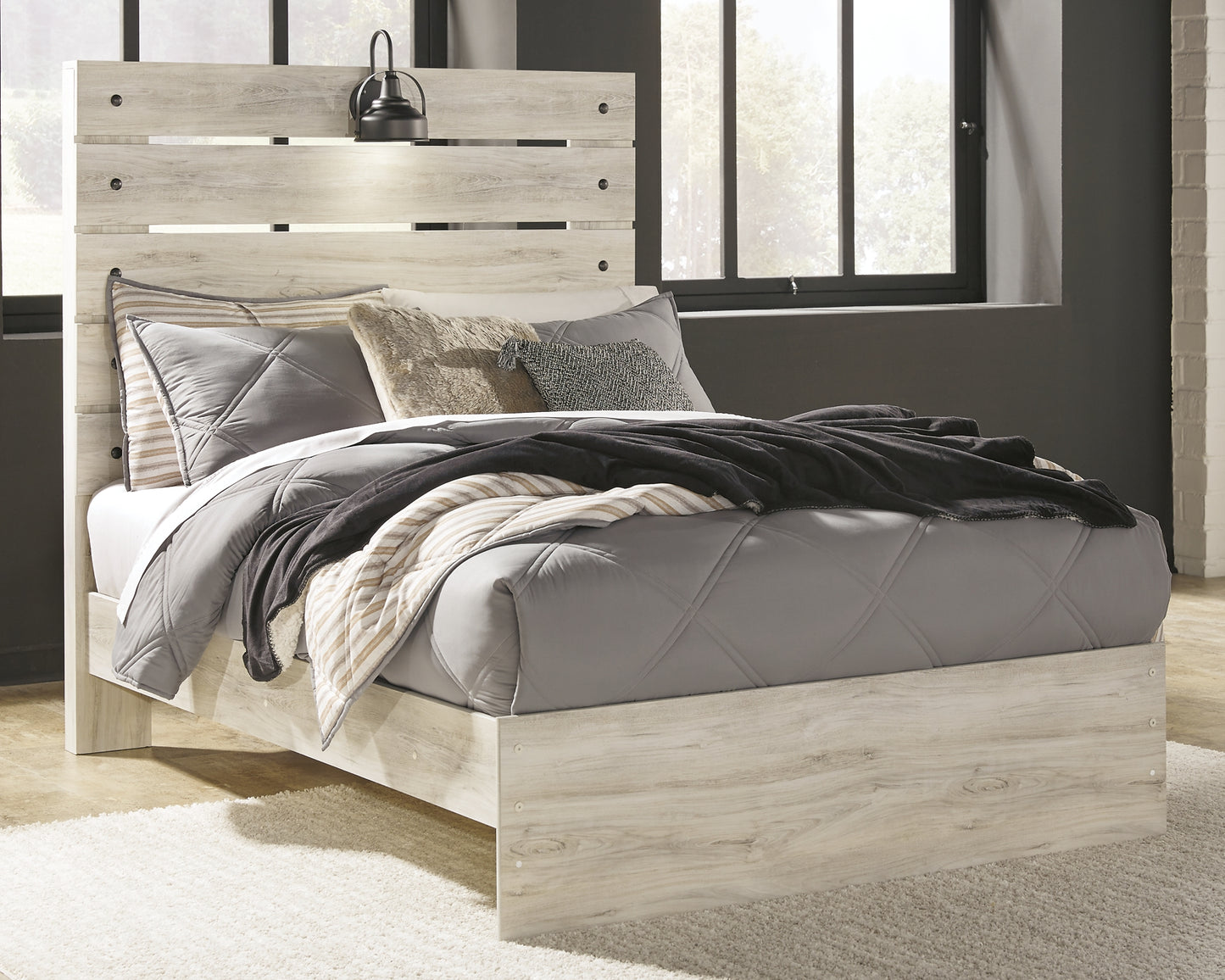Cambeck Panel Bed With Mirrored Dresser And Chest