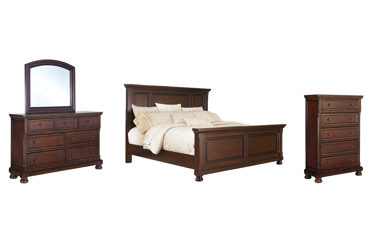 Porter Panel Bed With Mirrored Dresser And Chest