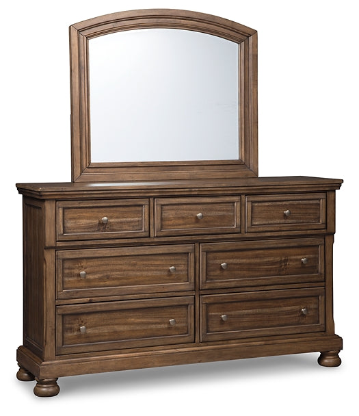 Flynnter Sleigh Bed With 2 Storage Drawers With Mirrored Dresser, Chest And Nightstand